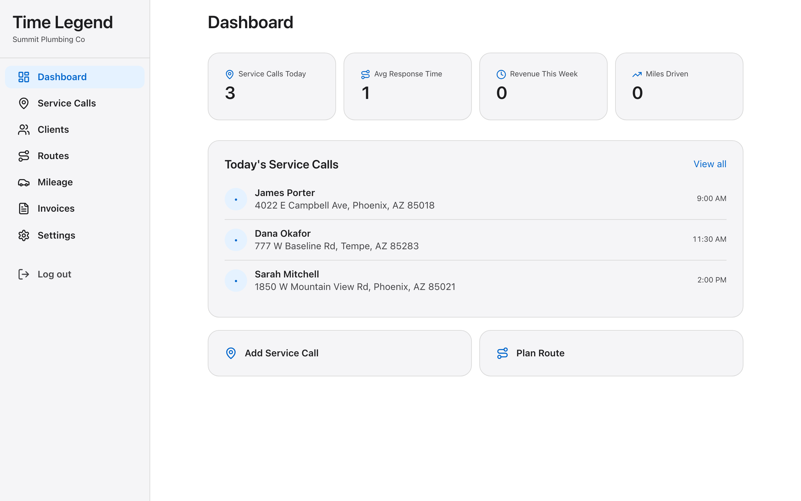 Web dashboard: today's routes, drivers, and stop progress